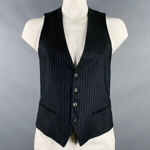 CARLO PIGNATELLI Size 42 Black Purple Stripe Acetate Wool Vest